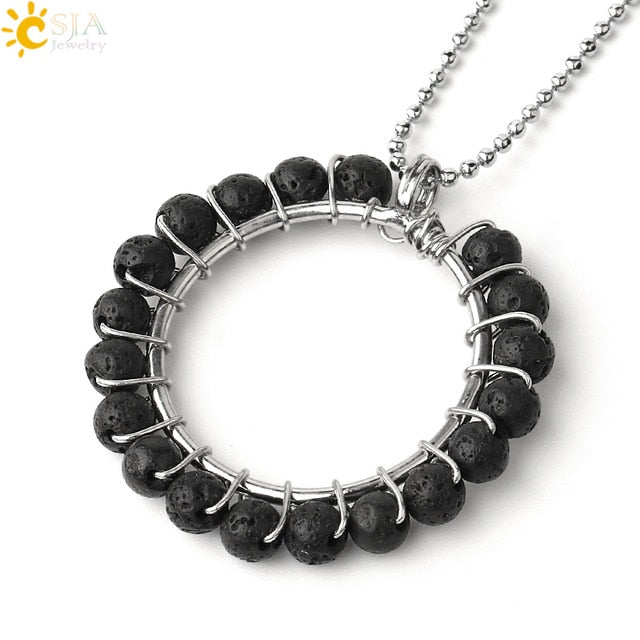 Stone Circle Pendant Necklace
