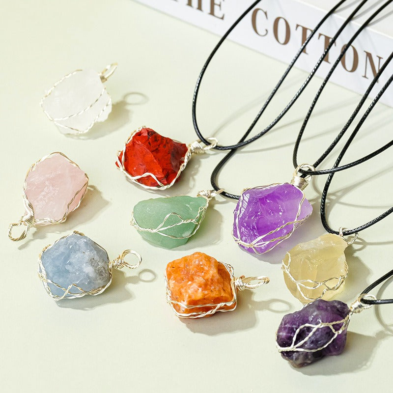 Raw Stone - Wire Wrapped Pendant