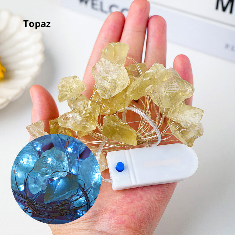 Natural Raw Stone - LED Light Strings - Multi Stone