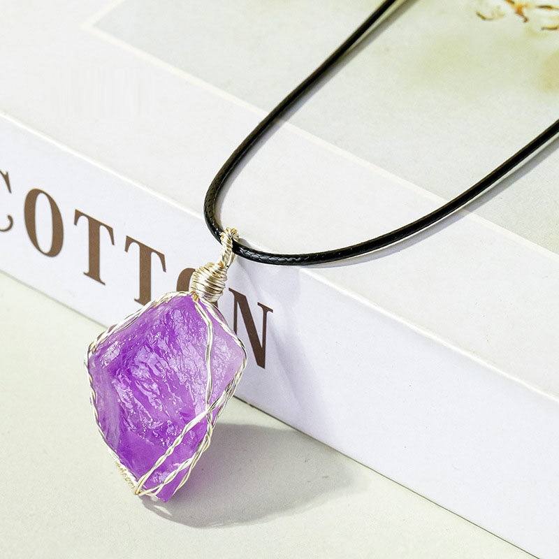 Raw Stone - Wire Wrapped Pendant