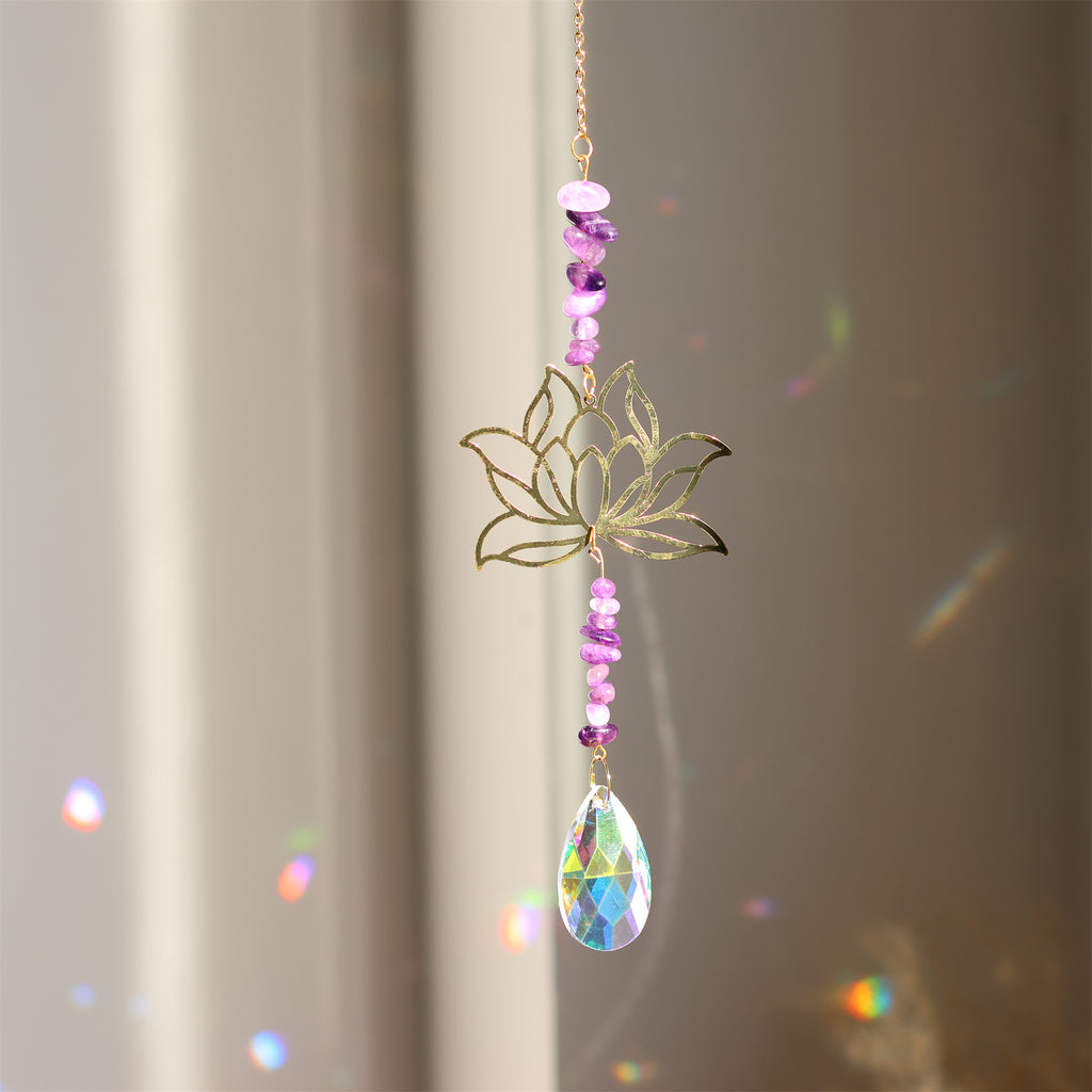 Amethyst Lotus Flower Hanging Suncatcher