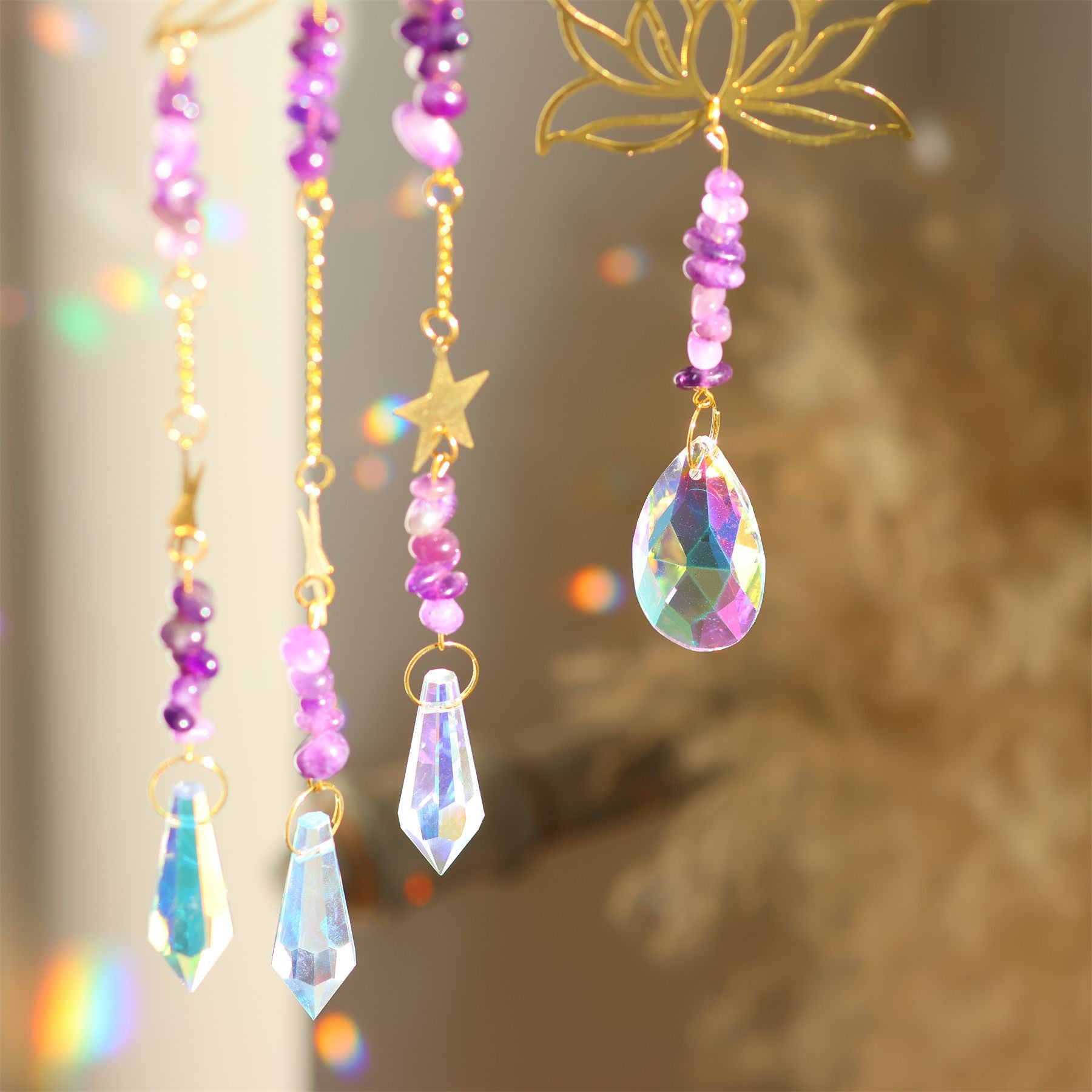 Amethyst Lotus Flower Hanging Suncatcher