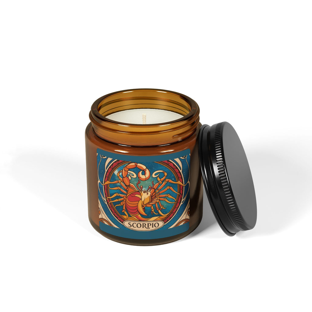 Astrology Inspired Scented Soy Candle | Scorpio Zodiac Amber Jar | Unique Gift for Astrology Lovers, Home Decor, Self-Care, Meditation