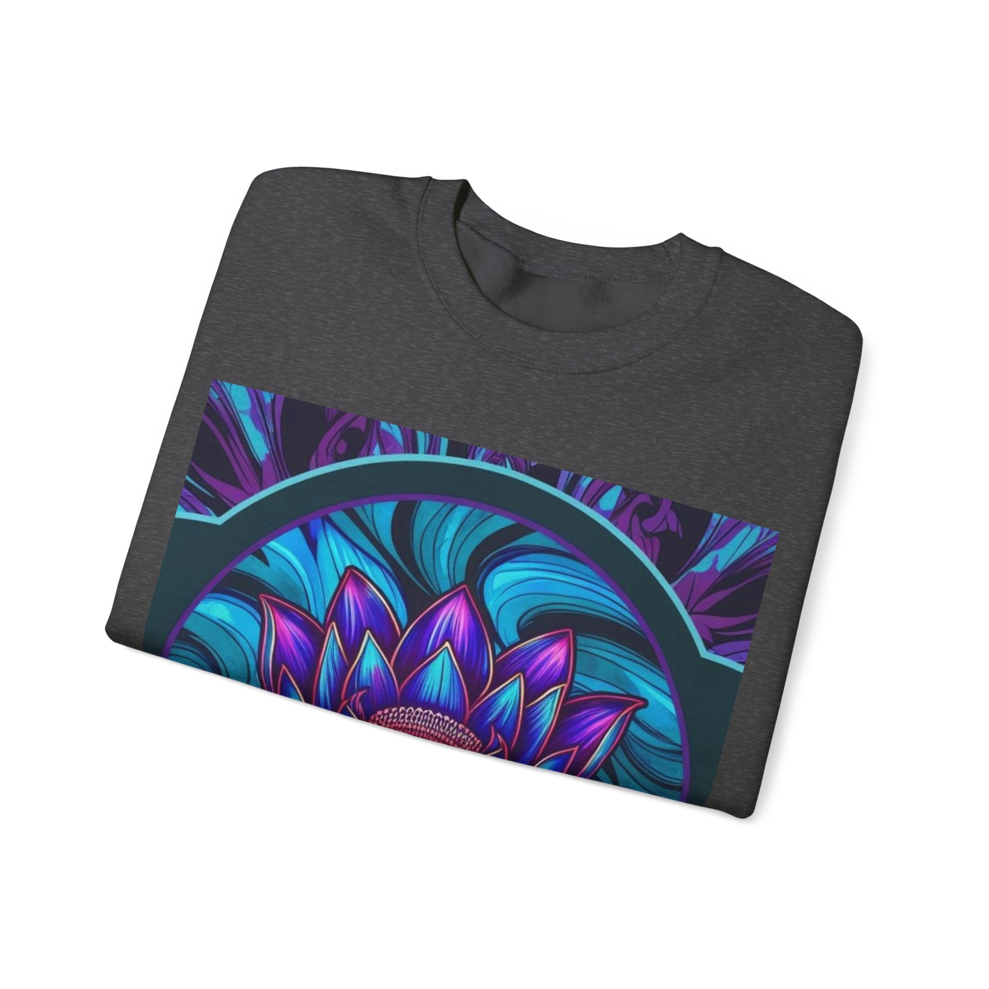 Trippy Blue Lotus Crewneck Sweatshirt - Psychedelic Unisex Jumper, Hippie Pullover, Spiritual Lotus Flower Sweatshirt.