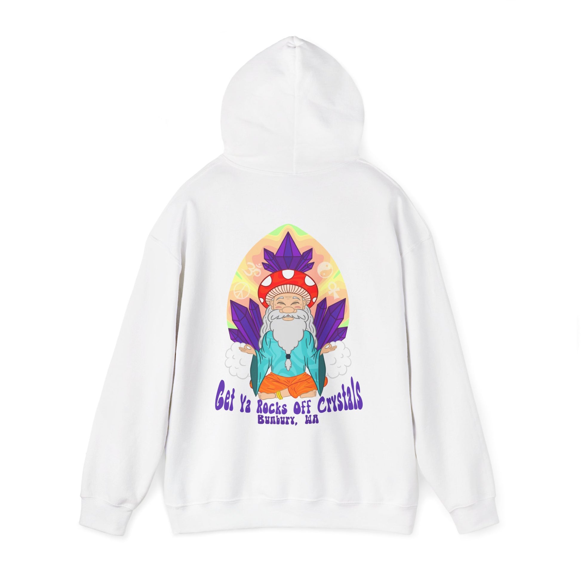 Vibrant Crysta Goblin l-Themed Unisex Hoodie - "Get Ya Rocks Off Crystals" Design