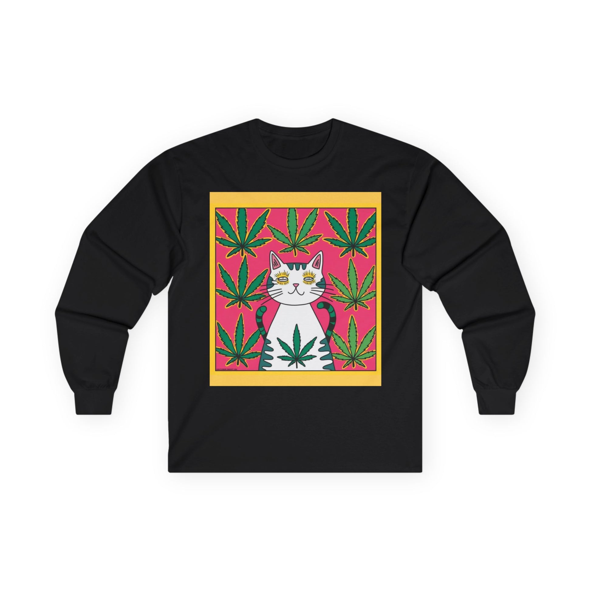 Chill Vibes Long Sleeve Tee - Unisex Cotton Shirt, Cat Lover Gifts, Crystal Enthusiast Apparel, 420 Celebration **Customizable Options**