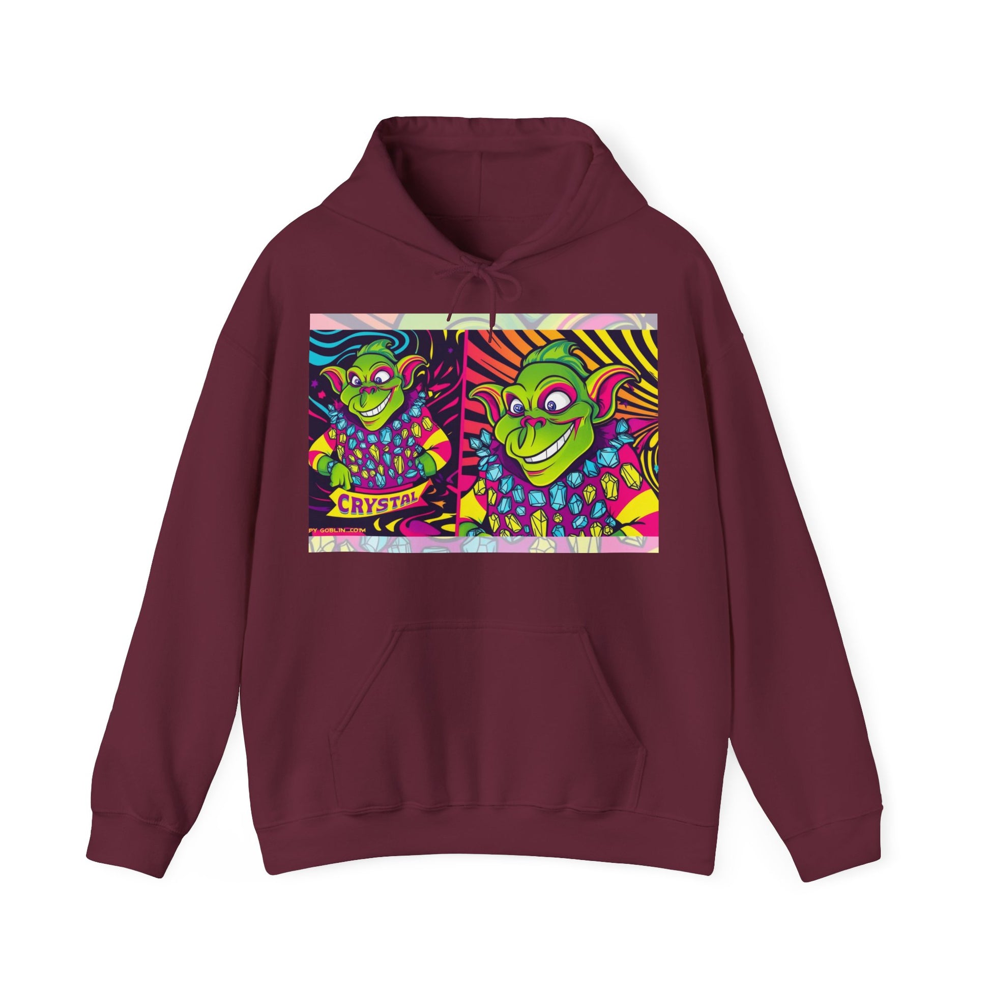 Vibrant Crysta Goblin l-Themed Unisex Hoodie - "Get Ya Rocks Off Crystals" Design