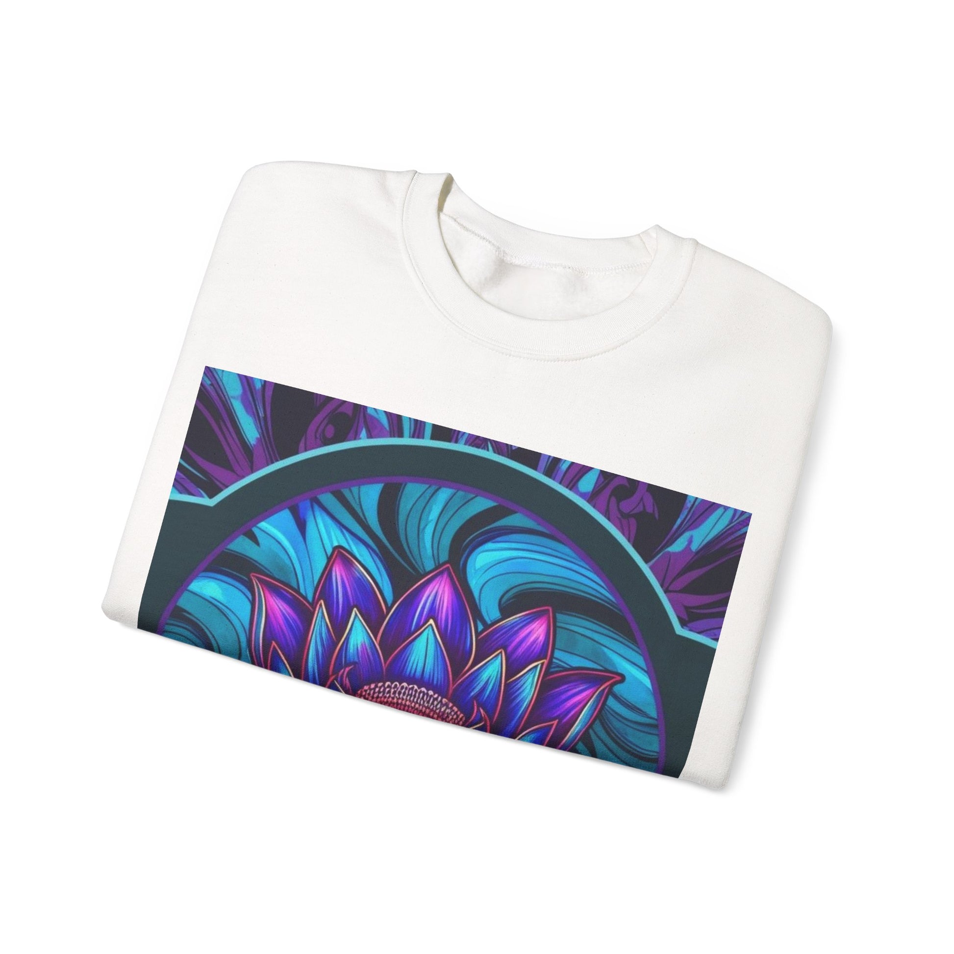 Trippy Blue Lotus Crewneck Sweatshirt - Psychedelic Unisex Jumper, Hippie Pullover, Spiritual Lotus Flower Sweatshirt.