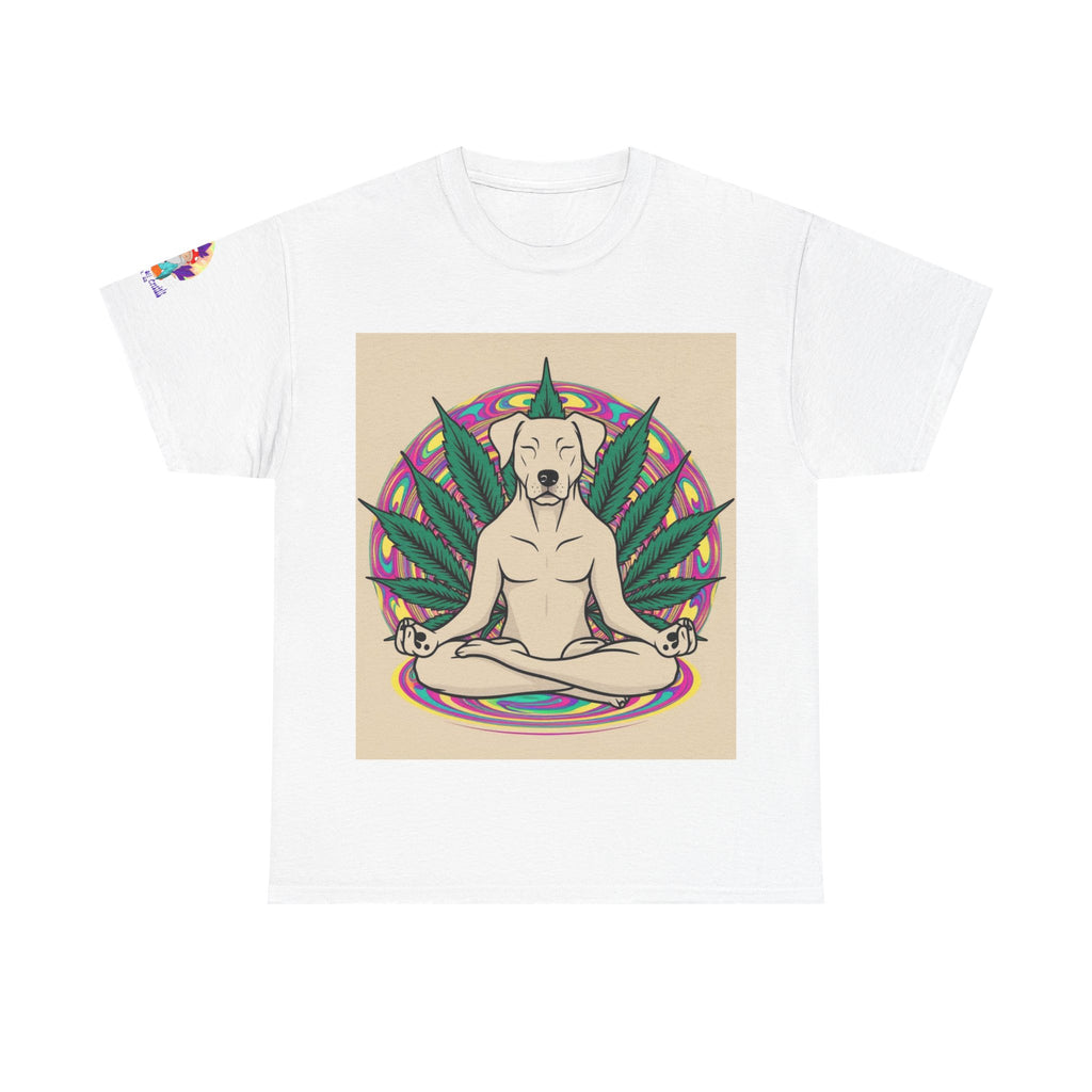 A Custom - Meditating Dog Unisex Heavy Cotton Tee - Chill Vibes Tee for Dog Lovers