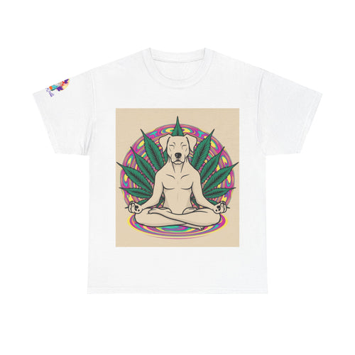 A Custom - Meditating Dog Unisex Heavy Cotton Tee - Chill Vibes Tee for Dog Lovers