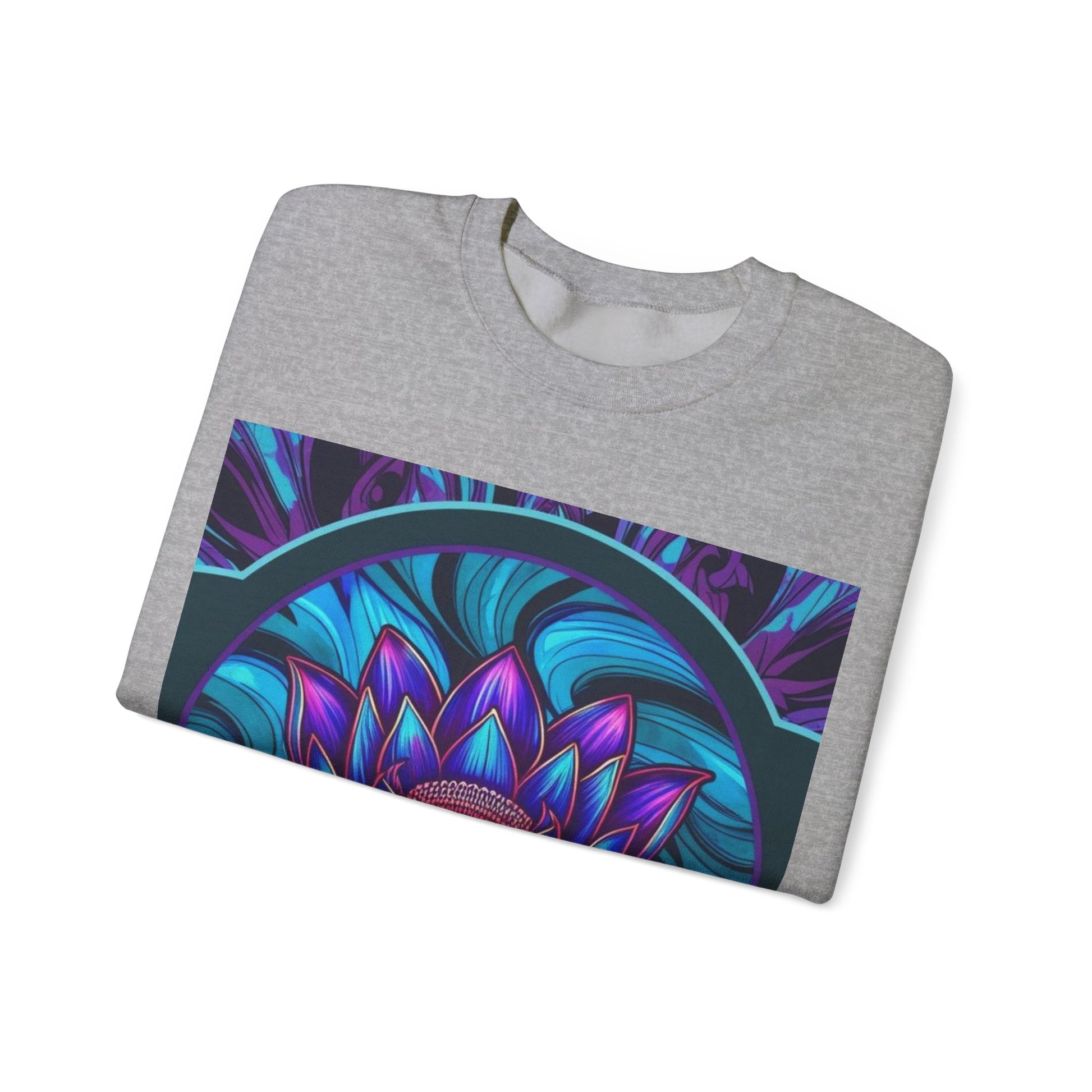 Trippy Blue Lotus Crewneck Sweatshirt - Psychedelic Unisex Jumper, Hippie Pullover, Spiritual Lotus Flower Sweatshirt.