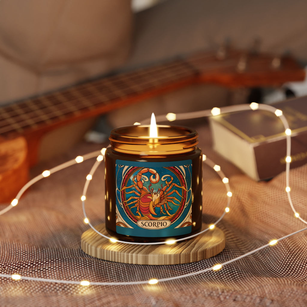 Astrology Inspired Scented Soy Candle | Scorpio Zodiac Amber Jar | Unique Gift for Astrology Lovers, Home Decor, Self-Care, Meditation