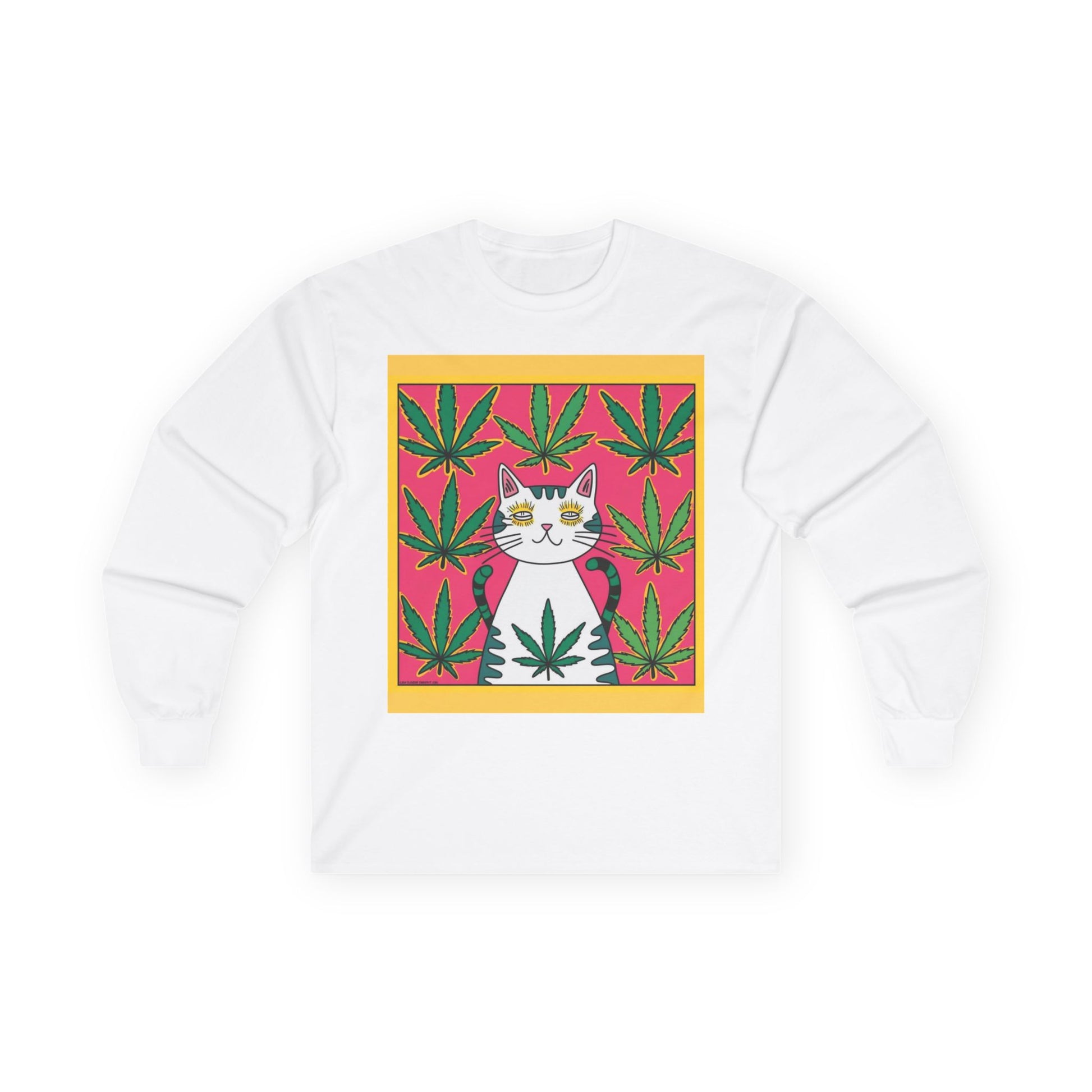 Chill Vibes Long Sleeve Tee - Unisex Cotton Shirt, Cat Lover Gifts, Crystal Enthusiast Apparel, 420 Celebration **Customizable Options**