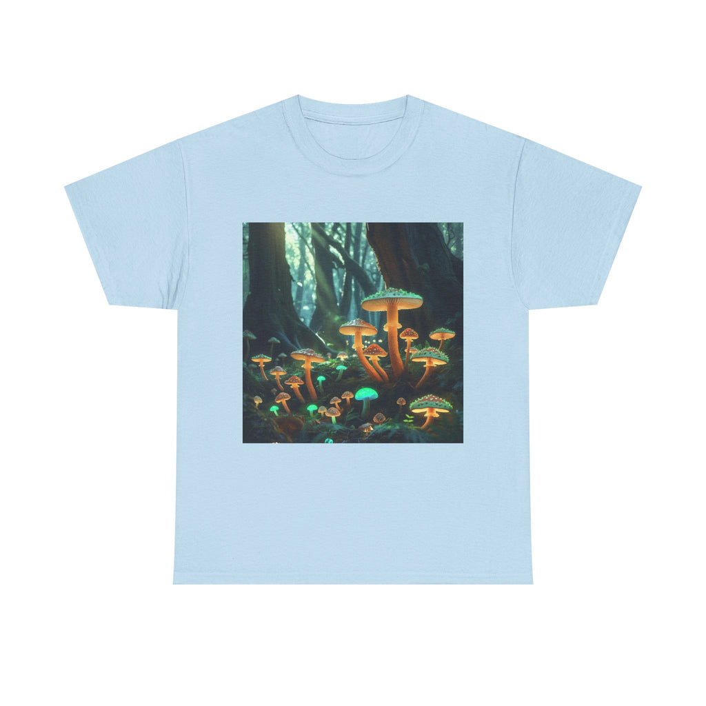 Trippy Forest Vibes Tee - Unisex Heavy Cotton T-Shirt, Festival Wear, Nature Lover Gift, Streetwear, Mushrooms Design, Gnome Art