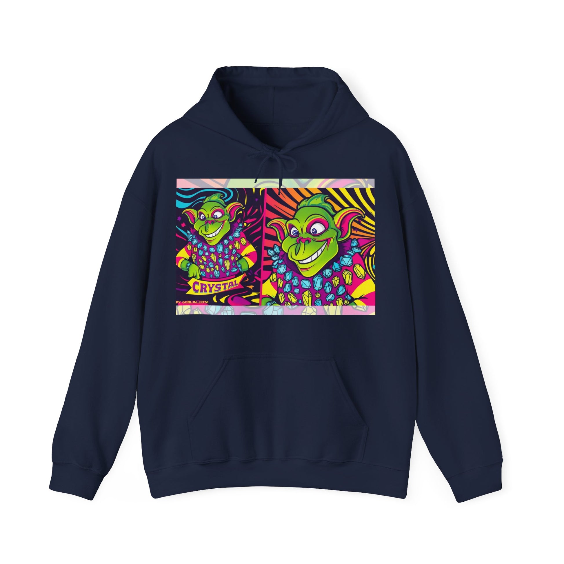 Vibrant Crysta Goblin l-Themed Unisex Hoodie - "Get Ya Rocks Off Crystals" Design