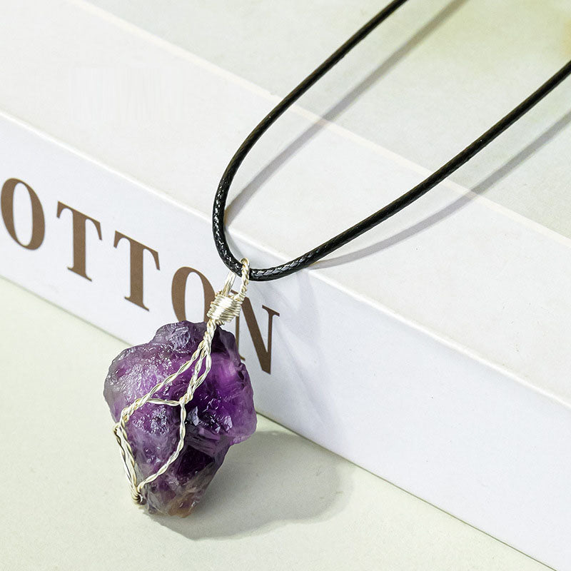 Raw Stone - Wire Wrapped Pendant