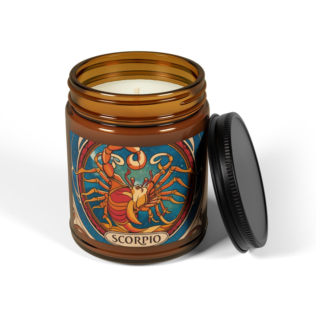 Astrology Inspired Scented Soy Candle | Scorpio Zodiac Amber Jar | Unique Gift for Astrology Lovers, Home Decor, Self-Care, Meditation