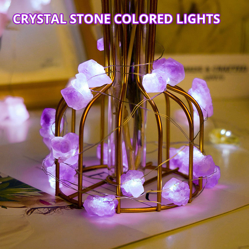 Natural Raw Stone - LED Light Strings - Multi Stone