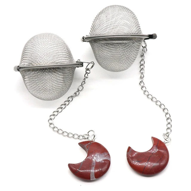 Moon Shape Crystal Stone Tea Filter With Chain