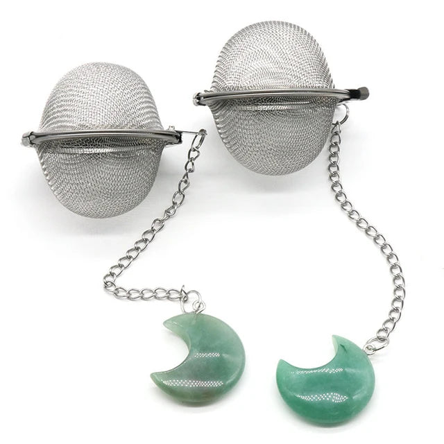 Moon Shape Crystal Stone Tea Filter With Chain