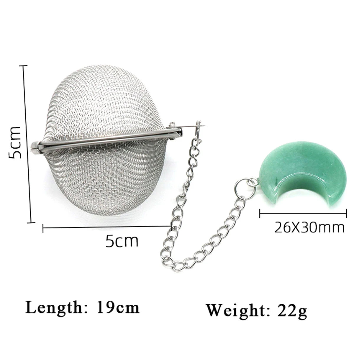 Moon Shape Crystal Stone Tea Filter With Chain