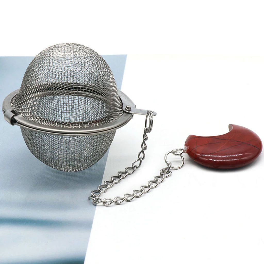Moon Shape Crystal Stone Tea Filter With Chain