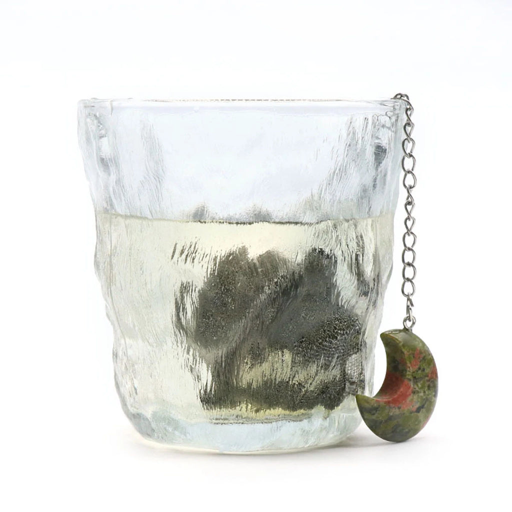 Moon Shape Crystal Stone Tea Filter With Chain