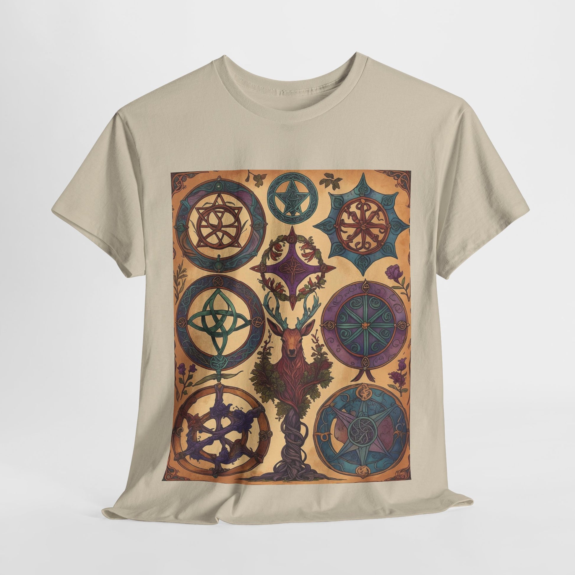 Mystical Art Unisex Heavy Cotton Tee, Trendy T-Shirt, Spiritual Vibes Tee, Gifting for Holidays, Everyday Wear