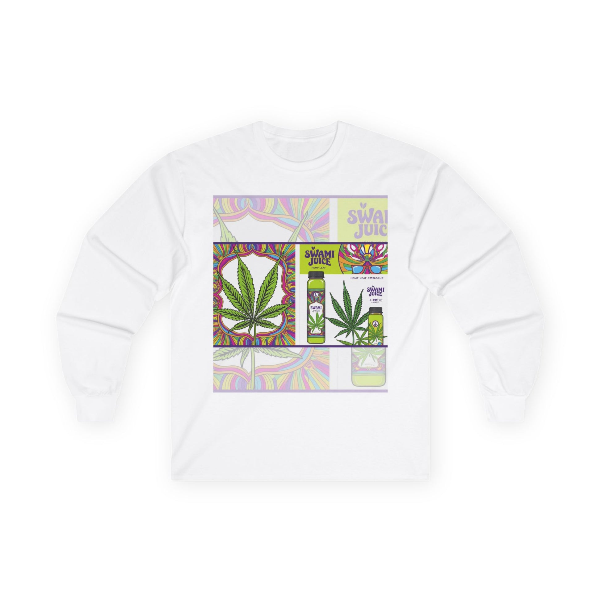Vibrant Long Sleeve Tee, Cannabis Art, Streetwear, Spiritual Gifts, Festival Wear, Customizable Shirt