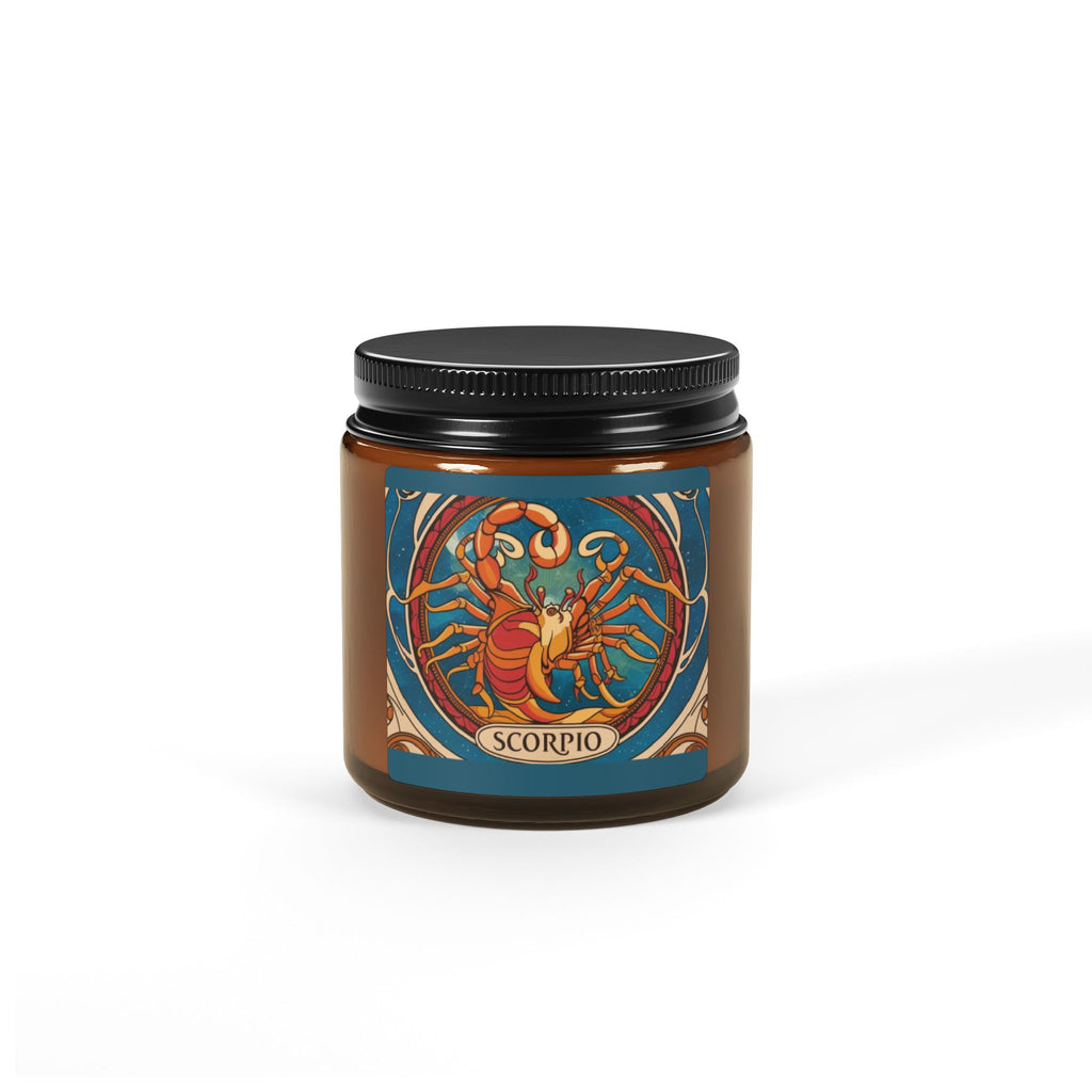 Astrology Inspired Scented Soy Candle | Scorpio Zodiac Amber Jar | Unique Gift for Astrology Lovers, Home Decor, Self-Care, Meditation