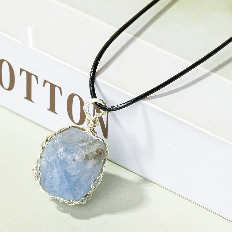 Raw Stone - Wire Wrapped Pendant