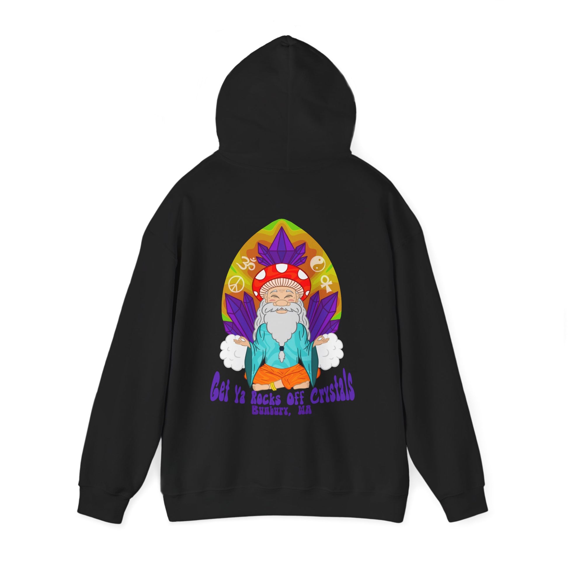 Vibrant Crysta Goblin l-Themed Unisex Hoodie - "Get Ya Rocks Off Crystals" Design