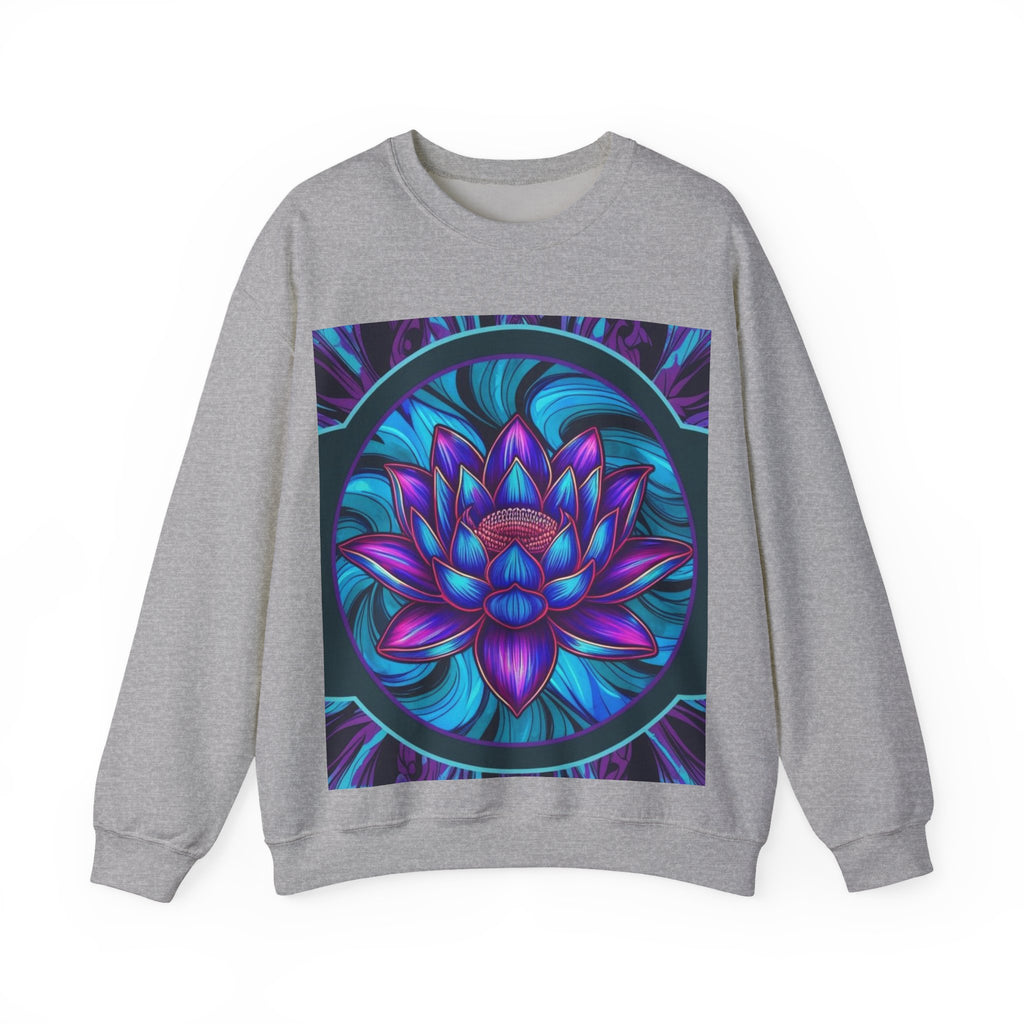 Trippy Blue Lotus Crewneck Sweatshirt - Psychedelic Unisex Jumper, Hippie Pullover, Spiritual Lotus Flower Sweatshirt.
