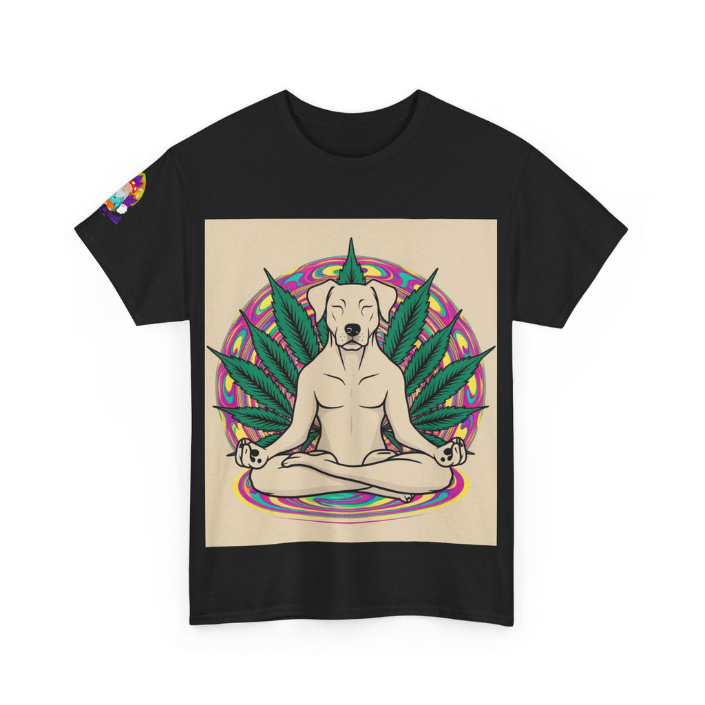 A Custom - Meditating Dog Unisex Heavy Cotton Tee - Chill Vibes Tee for Dog Lovers