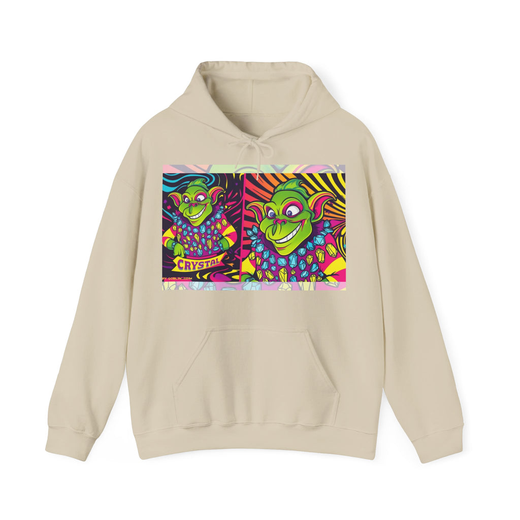 Vibrant Crysta Goblin l-Themed Unisex Hoodie - "Get Ya Rocks Off Crystals" Design