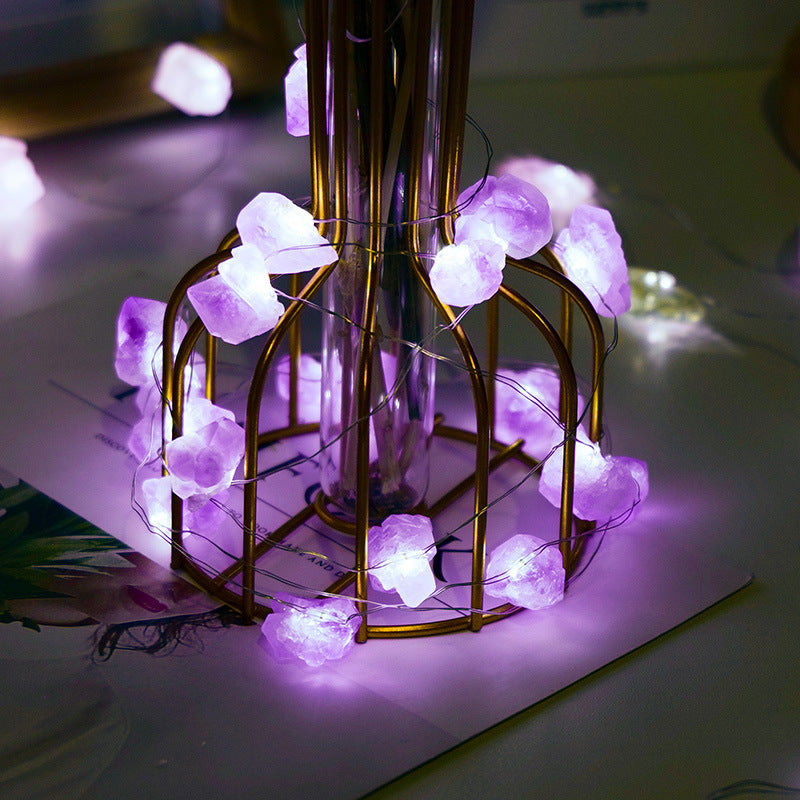 Natural Raw Stone - LED Light Strings - Multi Stone