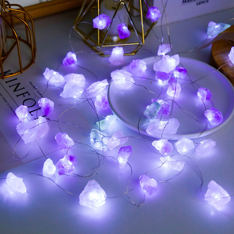 Natural Raw Stone - LED Light Strings - Multi Stone