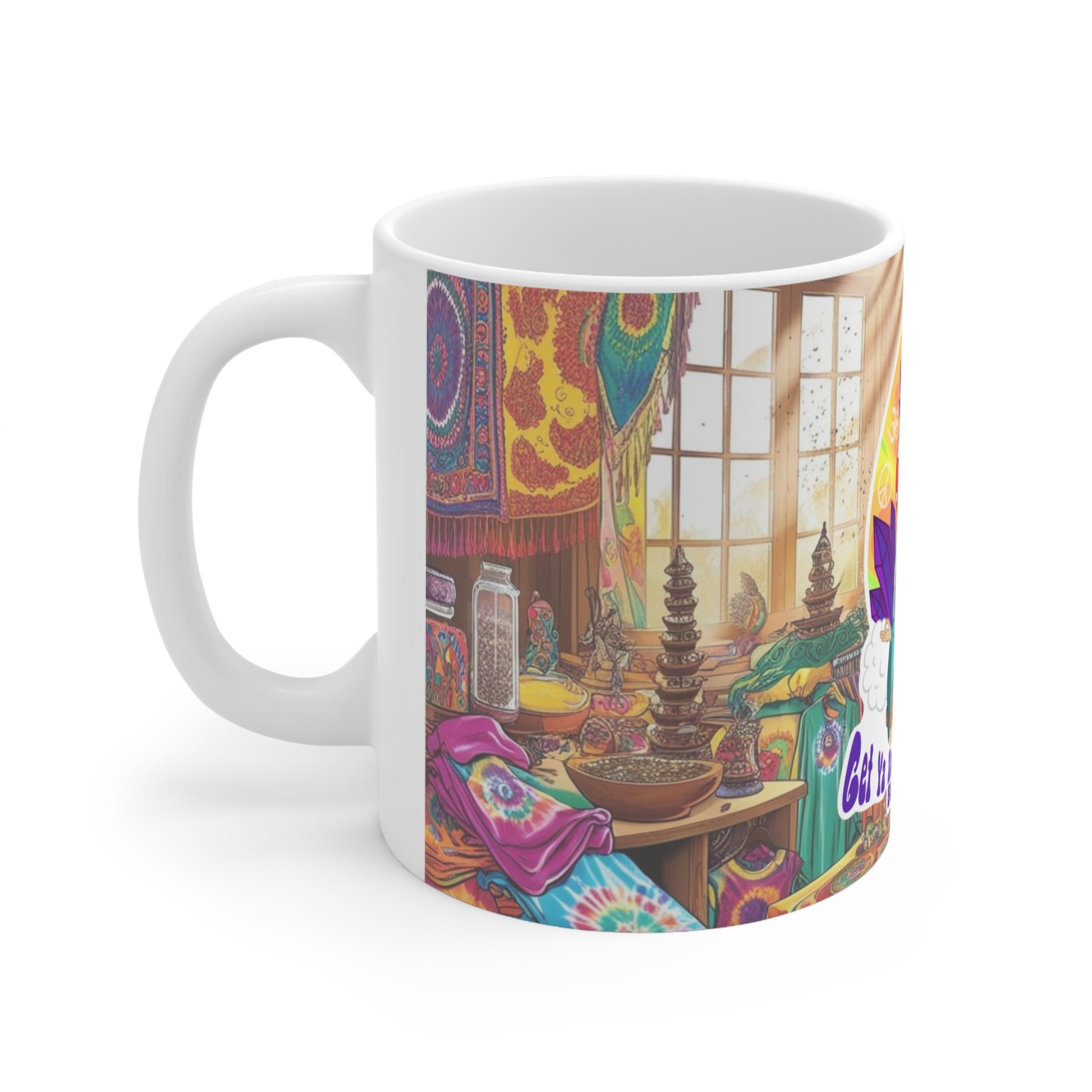 Hippy crystal shop, new-age ceramic coffee cup, 11oz, 15oz. Alternative: Boho vibes