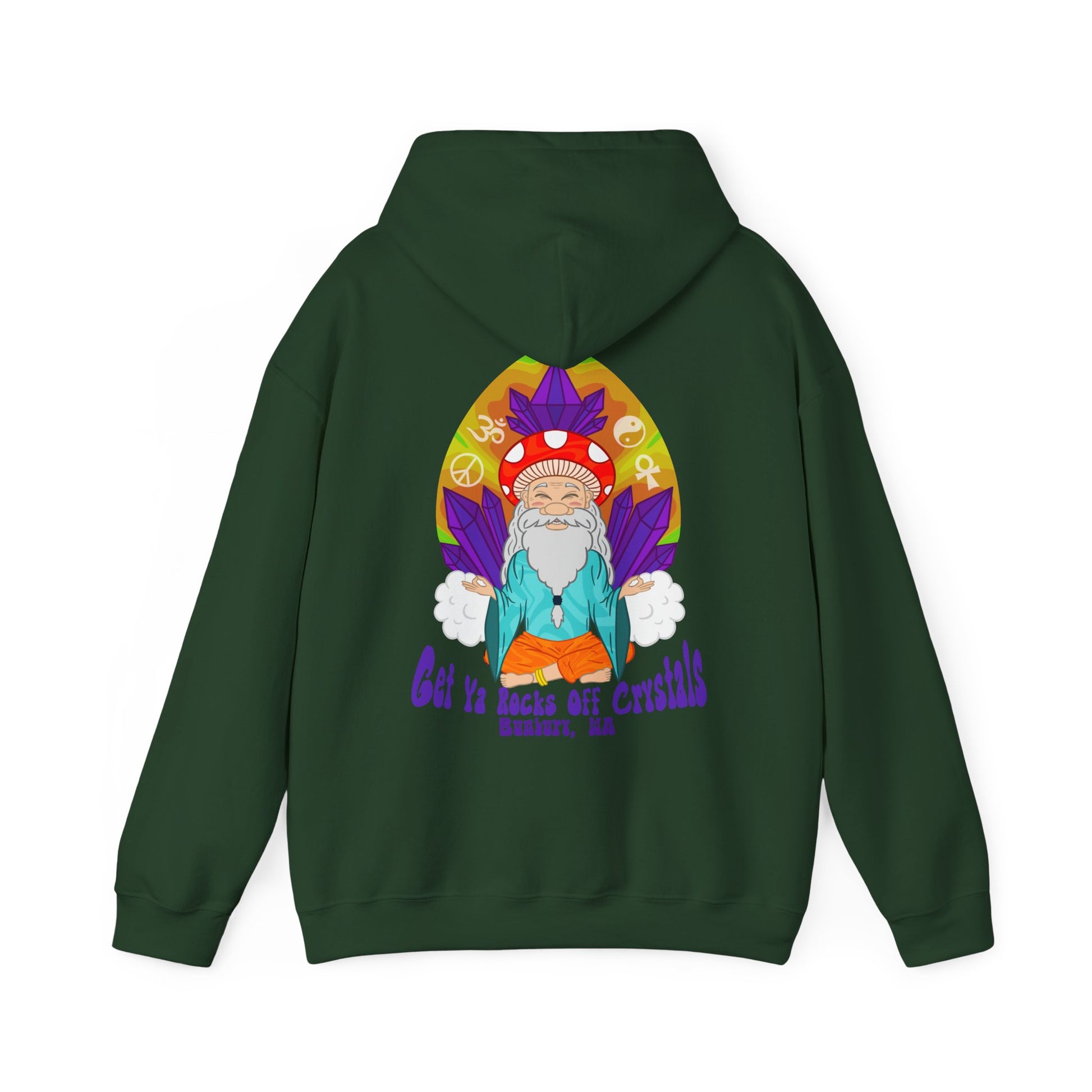 Vibrant Crysta Goblin l-Themed Unisex Hoodie - "Get Ya Rocks Off Crystals" Design