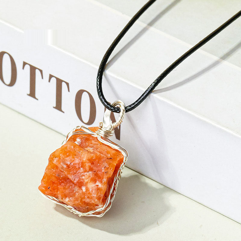 Raw Stone - Wire Wrapped Pendant
