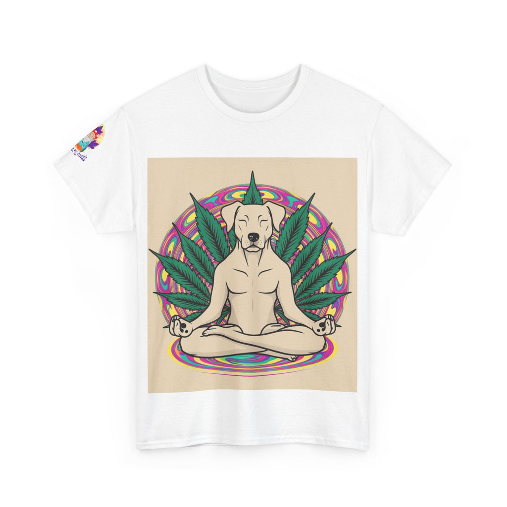 A Custom - Meditating Dog Unisex Heavy Cotton Tee - Chill Vibes Tee for Dog Lovers