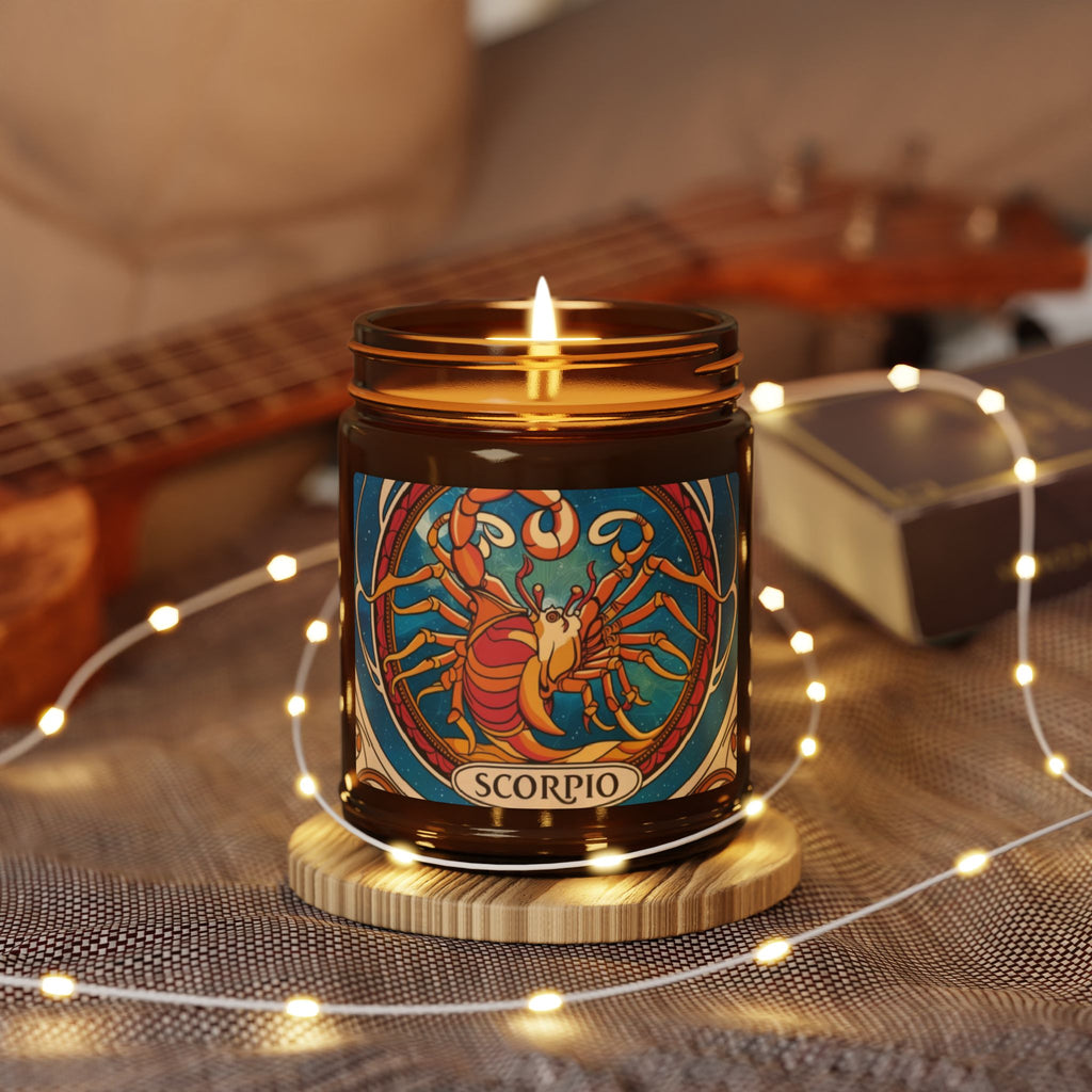 Astrology Inspired Scented Soy Candle | Scorpio Zodiac Amber Jar | Unique Gift for Astrology Lovers, Home Decor, Self-Care, Meditation