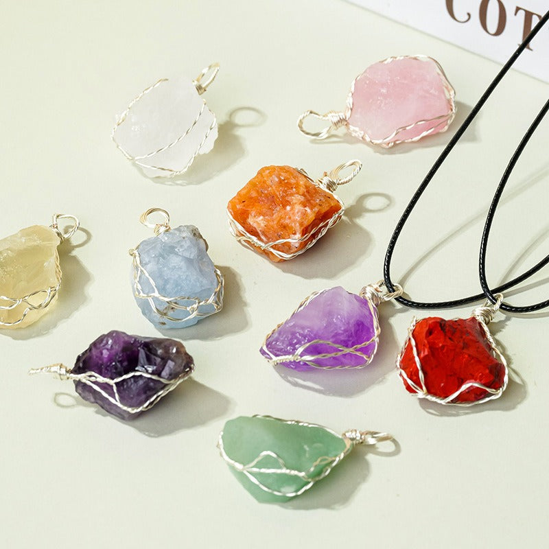 Raw Stone - Wire Wrapped Pendant