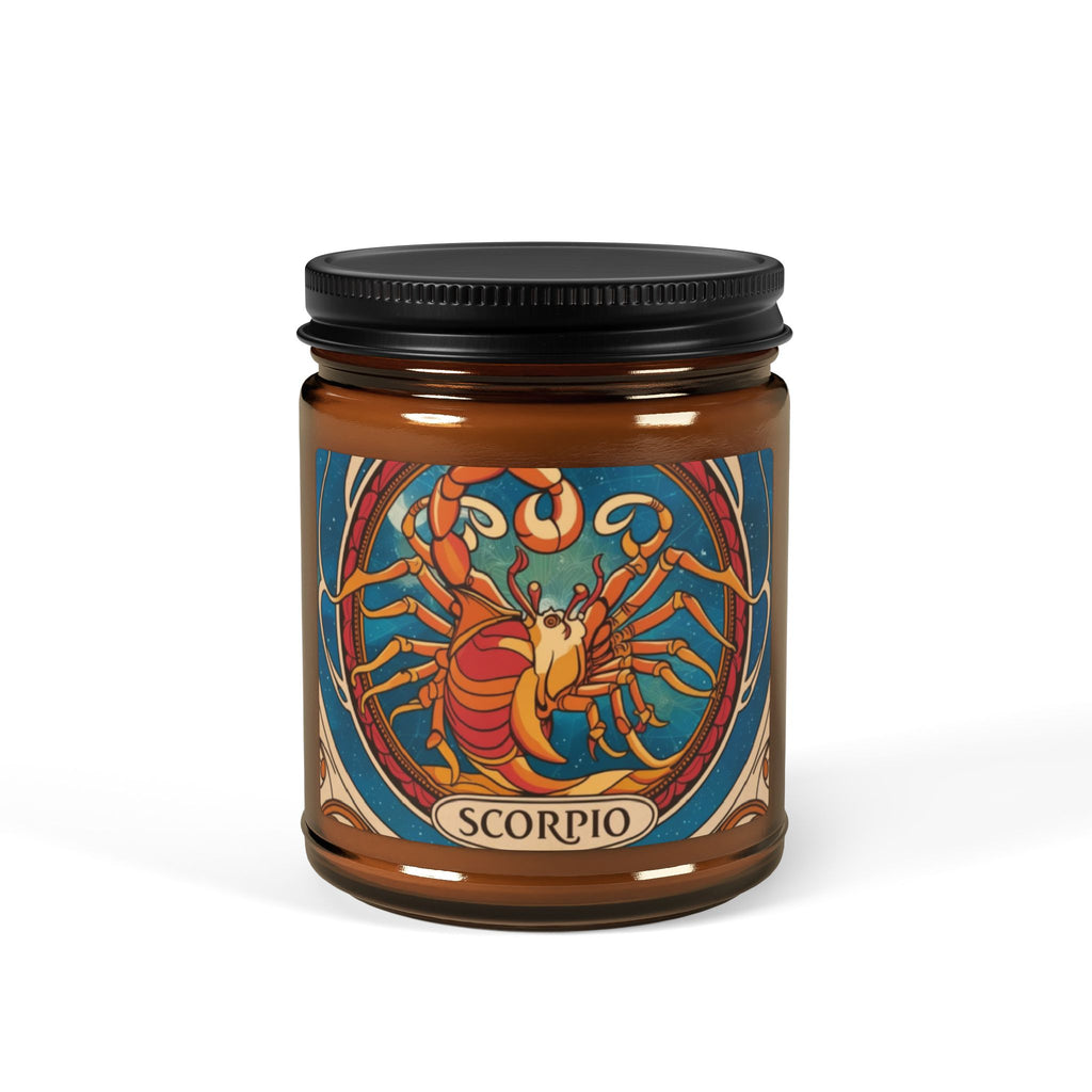 Astrology Inspired Scented Soy Candle | Scorpio Zodiac Amber Jar | Unique Gift for Astrology Lovers, Home Decor, Self-Care, Meditation