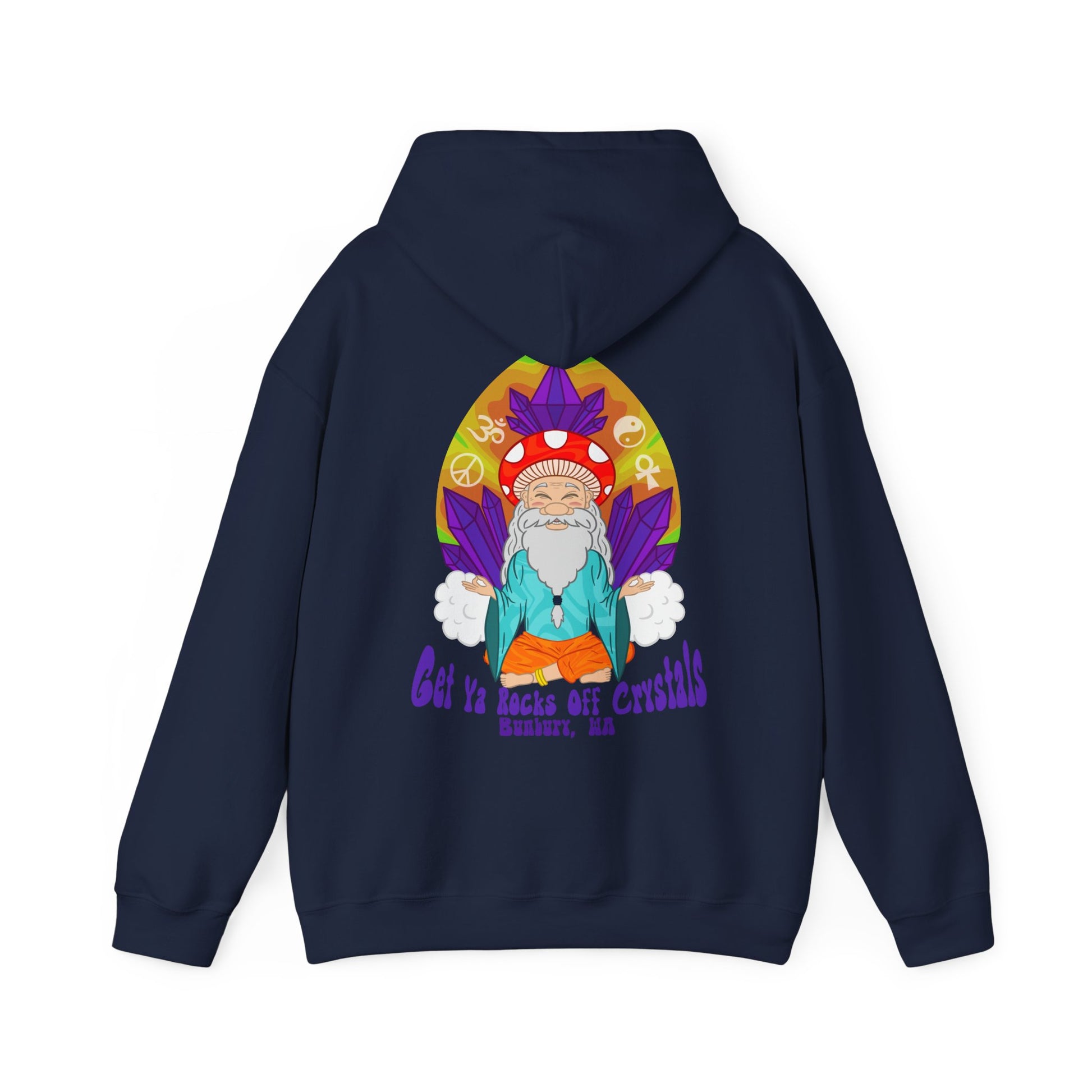 Vibrant Crysta Goblin l-Themed Unisex Hoodie - "Get Ya Rocks Off Crystals" Design