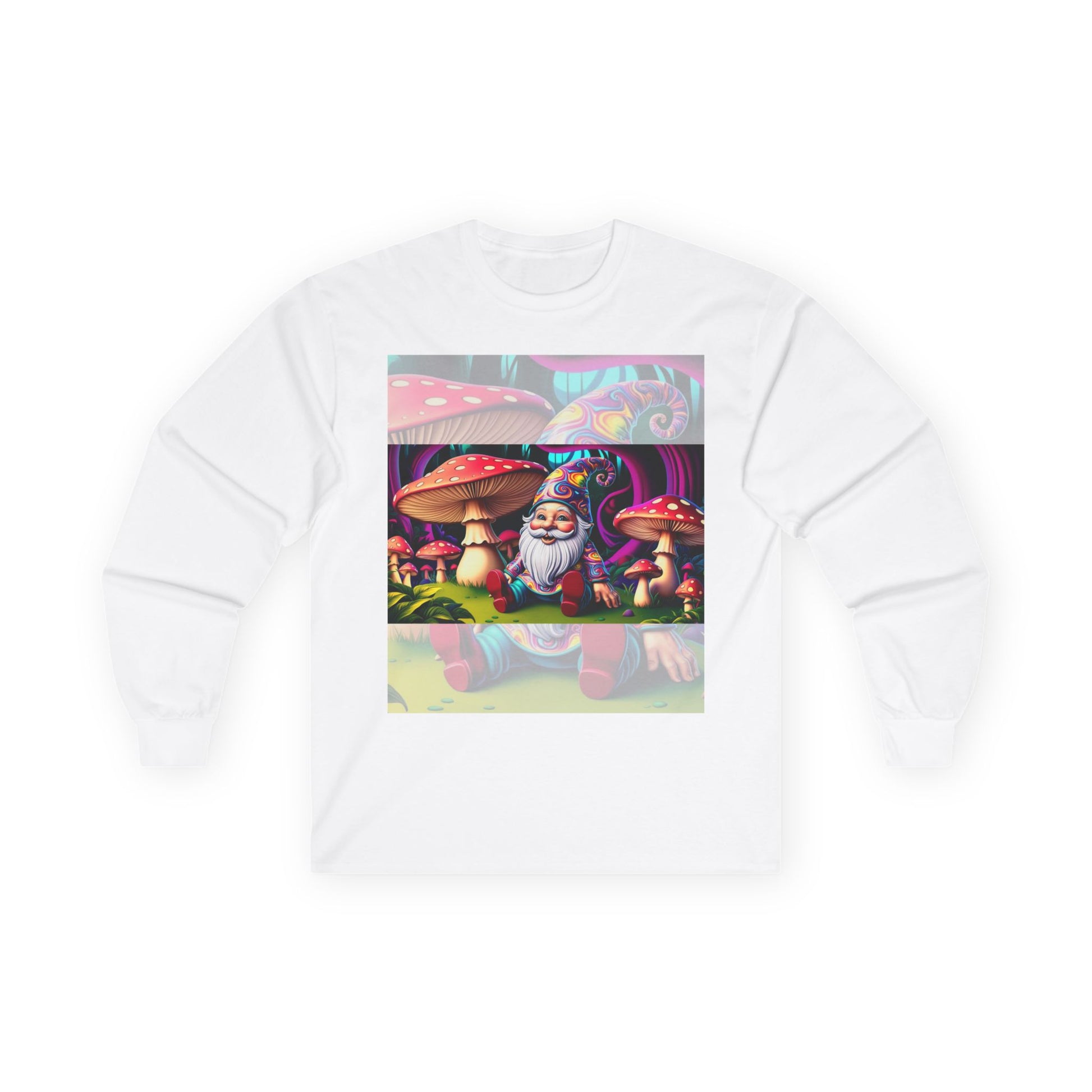 Whimsical Mushroom Gnome Long Sleeve Tee, Casual Unisex Apparel, Gift for Nature Lovers, Festival Wear, Magical Vibes **CUSTOM OPTIONS** -