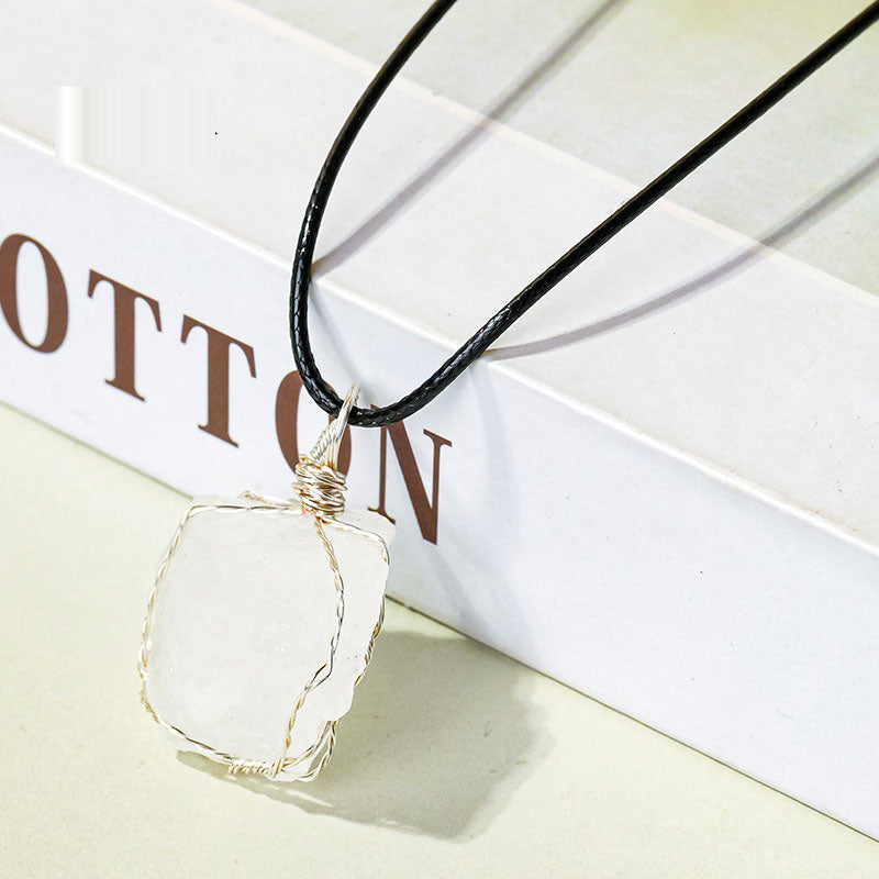 Raw Stone - Wire Wrapped Pendant