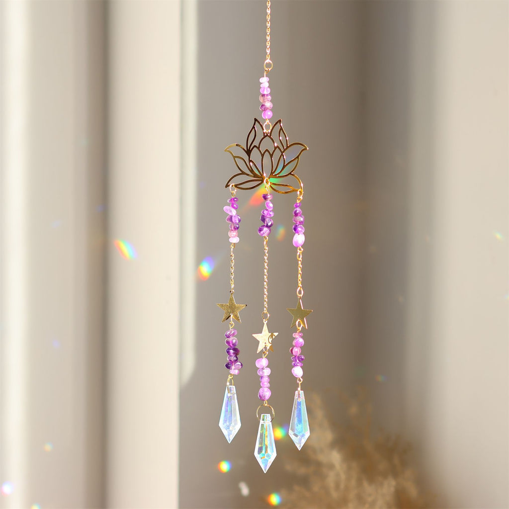 Amethyst Lotus Flower Hanging Suncatcher