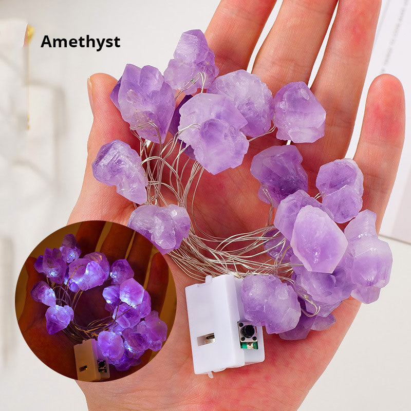 Natural Raw Stone - LED Light Strings - Multi Stone