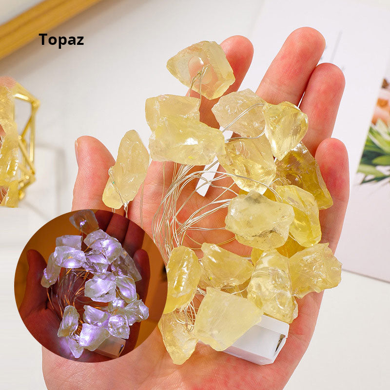 Natural Raw Stone - LED Light Strings - Multi Stone
